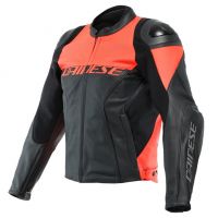 Dainese RACING 4 letní sportovní kožená bunda černá/fluo-červená